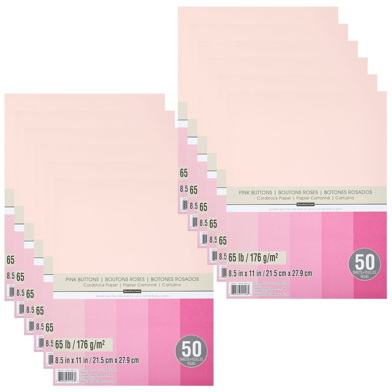 12 Packs: 50 ct. (600 total) Pink Buttons 8.5" x 11" Cardstock Paper by Recollections™